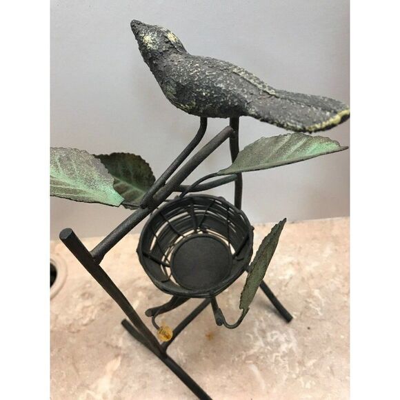 Little BIRD on BRANCH with NEST metal Candle Votiv - Picture 5 of 5